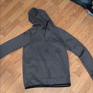 Gray nike dri fit zip up hoodie
